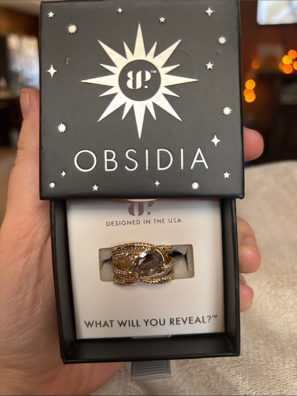 Obsidia Gold Crystal Twist Ring